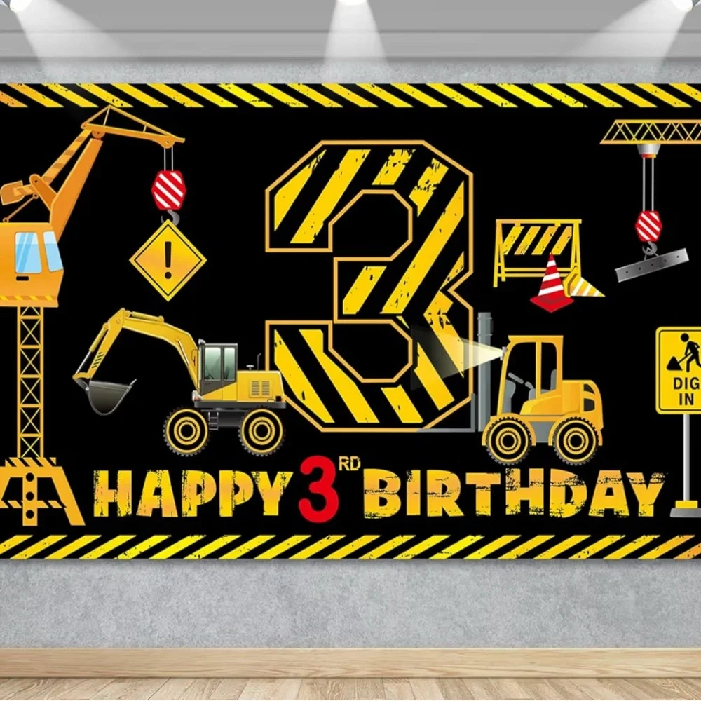 52 Pcs Construction 3rd Birthday Party Supplies
